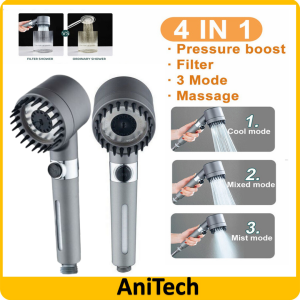 Kit 4 In 1 High Pressure Massage Shower Head With Filter Handheld 3 Mode Shower Head Water Saving Kepala Pancuran 高压花洒