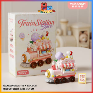 Toyzku Mekansm Train Station Store Building Blocks Nano Mini Bricks Food Flower DIY Assemble Toys Cute