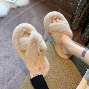 [Free Shipping] New Autumn And Winter Fashion Outdoor Thick-Soled Plush Cotton Slippers For Women