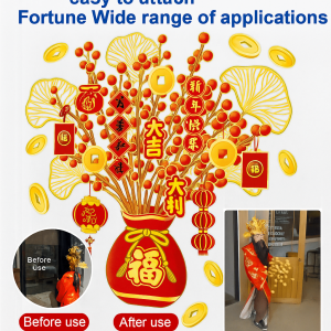 【Lucky and Prosperous】New Year Fortune Static Sticker Decoration Hanging Ornaments Static Cling Glass Stickers Window Film Glass Wallpaper 新年发财静电免胶贴