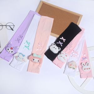 Cartoon Sanrio Anime Hello Kitty Kuromi Melody Kids Arm Sleeves Sun Protection Cooling UV Protection Sleeves Anti-Slip Ice Silk Arm Covers Gift
