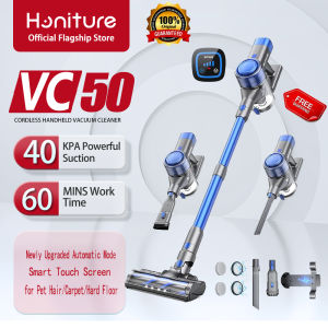 HONITURE VC50 40Kpa Cordless Vacuum Cleaner 450W Powerful Stick Vacuum Up to 60mins Big Touch Screen Vacuum Cleaners for Home 7x2800mAh Rechargeable Cordless Vacuum for Hardwood Floors Carpets Pet Hair
