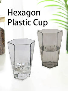 Durable Hexagon Plastic Drinking Cup - Clear & Other Colors Available