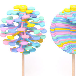 木制旋转棒棒糖抖音同款费氏数列创意摆件减压玩具陀螺旋转棒棒糖Wooden rotary lollipop Tiktok the same type of creative placement of Fisher series decompression toy gyro rotary lollipop