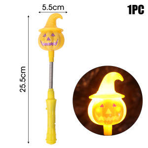 Halloween Pumpkin Hand Stick LED 3 Modes Glowing Spring Magic Wand Toy Childrens Luminous Rocking Ghost Head Lantern Party Gift