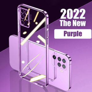 Purple Transparent Phone Case for OPPO Reno 8T 8 8Z 7 7Z 6 5 2 2F A96 A95 A94 A92 A78 A77 A76 A74 A58 A52 A16 Find X5 Find X3 Pro 4G 5G Shockproof Protective Cute New Design Creative Plating Clear Soft Casing Cover K1-1