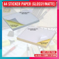 A4 STICKER PAPER 100 SHEETS / SIMILI/MATTE & GLOSSY/MIRRORKOTE / MULTIPURPOSE STICKER / AWB. 