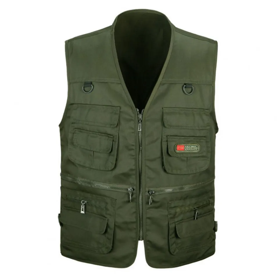 Men Cotton Multi Pocket Vest Summer New Male Casual Thin Sleeveless Jacket  With Many Pockets Mens Photographer Baggy Waistcoat