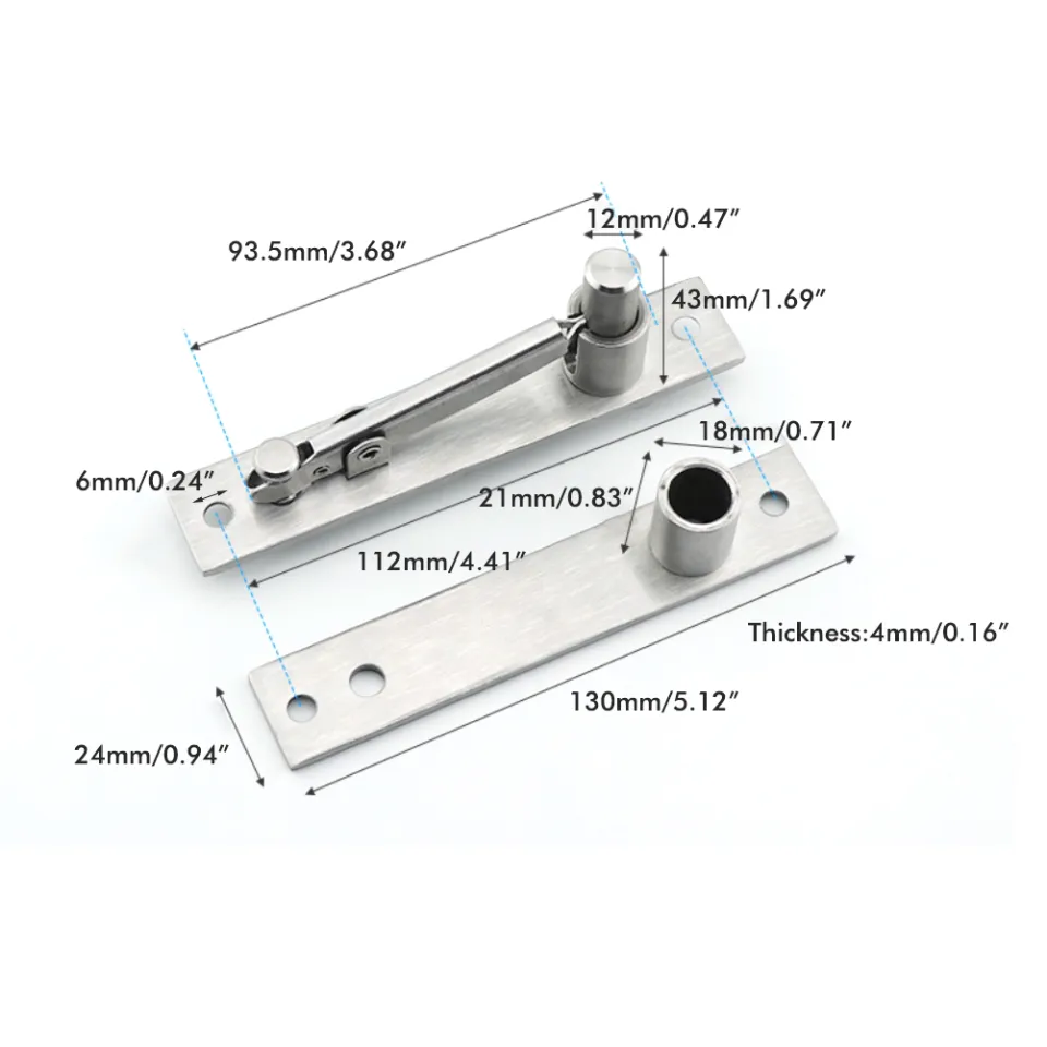 360° Degree Rotation Hidden Door Pivot Hinge Stainless Steel