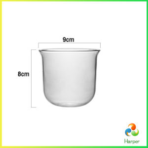 Harper แก้วน้ำปากบานทรงระฆัง แก้วชา นม วัสดุแก้วใส่อุ่น หรือ ร้อนได้ 320ml Glass cup