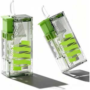 Automatic Ejectable Floss Picks Dispenser Refillable Portable Oral Care Organizer with 10 Disposable Floss Sticks