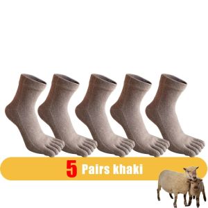 1/5 Pairs Mans Wool Five Finger Socks Short Winter Solid Sweat-Absorbing Business Thick Thermal Anti-Bacterial Warm Toe Socks2026