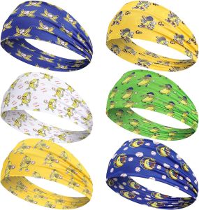 6 Pcs Bananas Baseball Team Headband Novelty Funny Elastic Athletic Sweatband Multi Color Workout Non-Slip Headbands for Baseball Team Sports Yoga Women Men Accessory Gift