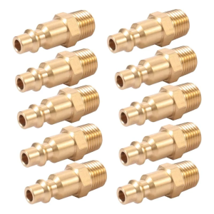 10 cái Brass không khí Coupler và cắm 1/4-inch NPT Nam công nghiệp khí nén cắm nhanh chóng kết nối ống dẫn khí phù hợp
