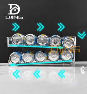 Djing ที่เก็บขวดน้ำอัดลมในตู้เย็น หยิบง่าย ช่วยจัดระเบียบในตู้เย็น ที่เก็บกระป๋อง