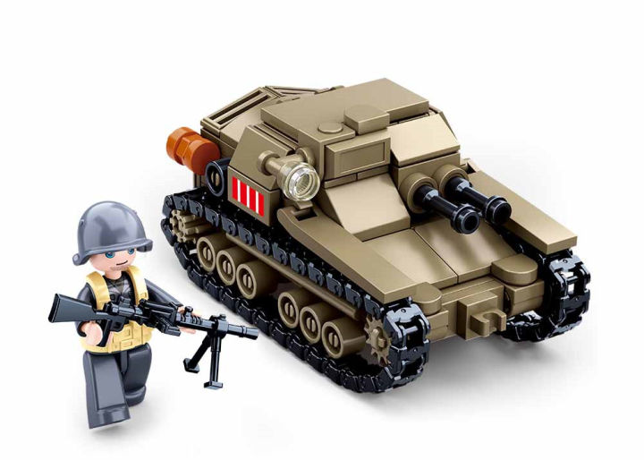 Sluban Army Italy - Tankette Carro Veloce 33 M38-B0709 - 182 Pièces De Construction, Blocs Compatibles Dès 6 Ans