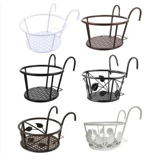 HUGHES Metal Flower Pots Stand Hanging Simple Potted Plant Rack Garden Supplies Round Patio Garden Hanging Basket Outdoor