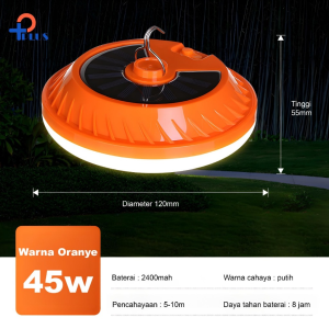 Lampu Emergency Tahan Lama LED 2 model Tenaga Surya + Cas USB Baterai Lithium Nyala 8 Jam / Bohlam Multifungsi Lampu LED Gantung Outdoor Waterproof