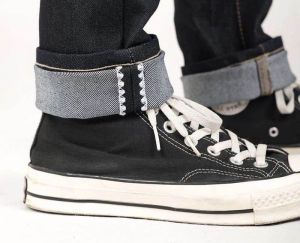 CELANA PANJANG SELVEDGE DENIM 14oz RAW ACCENT BLACK INDIGO