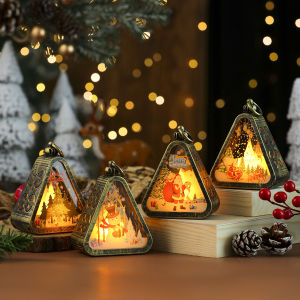 11CM Christmas Resin Village Houses Christmas Ornament Resin Micro Landscape House Luminous Lamp Christmas Gift