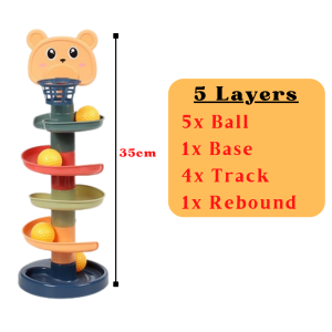 730Baby Basketball Rolling Slide Ball 3/5/7 Layers Stack Tower Insert Gliding Baby Early Educational Toy Mainan Bola Kanak