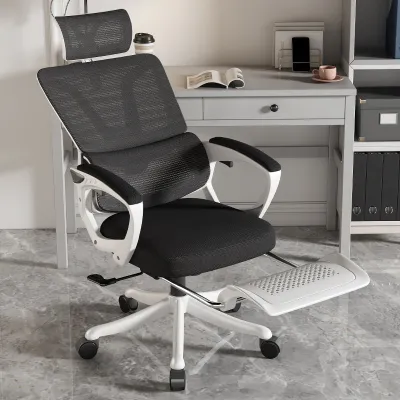 Ghế Công Thái Học kèm chỗ để chân ghế xoay văn phòng uốn cong chống mỏi lưng bọc lưới thoáng khí tránh