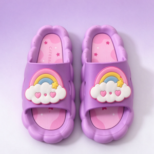 AILEBE Kids Slippers For Baby Cute 3D Print Pattern Soft Sole Non-Slip PVC Lightweight Waterproof Easy Clean Comfortable Easy Slip To Wear On Indoor Home Bedroom Bathroom