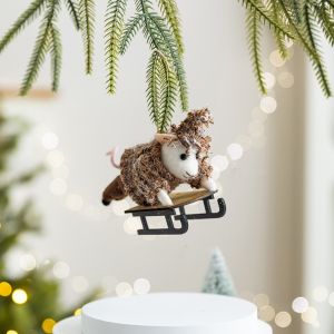 ZENGD Felt Christmas Hanging Pendants Sled Mouse Cartoon Christmas Doll Pendant Cute Pink Simulation Owl Ornament Home Decor