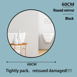 Ahome Round Bathroom Mirror For Wall Decor with Shelf Metal Frame Circle Vanity Mirror Wall Hanging Towel HD Waterproof Mirror