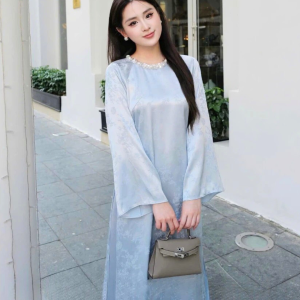 Áo Dài Tết 2026 Áo Dài Cách Tân Nữ Gấm Lụa Trúc Đào Áo Dài Chụp Hình Xuân Đẹp Dáng Suông Mirilik