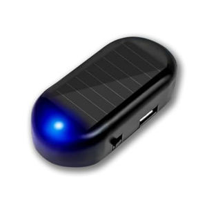 Car Solar Power Simulated Dummy Alarm  Red+Blue  Anti-Theft Fake Car Alarm LED Flashing Security Light with USB Charger Port for Car