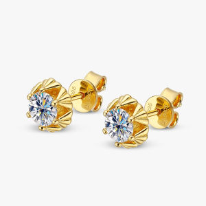 NKHOG Real Moissanite Stud Earrings 925 Sterling Silver For Women Six Claw Round Earring Gift Party 18K Gold Plated Fine Jewelry2026