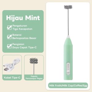 Hand  Mixer Mini Mixer Pengocok Susu Milk Frother High Speed Rechargeable Type-C