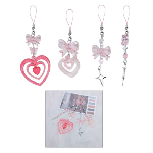 Lovely Bowknot Heart Cross Star Phone Charm Straps Car Keys Hanging Pendants Bag Decoration Lanyard Purse Accessories