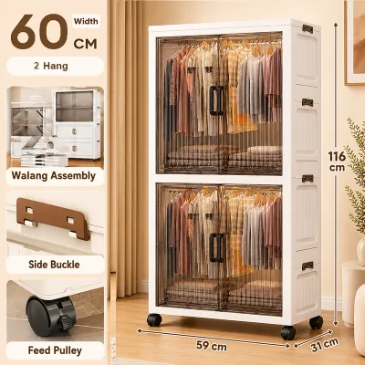 MOSHOE Folding Wardrobe Cabinet Drawer High Capacity Durabox with Big Wheels for Clothes Baby Toys & Home Storage