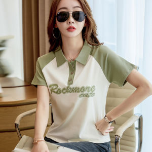 Phụ Nữ Tay Ngắn Cổ áo Polo T-Shirt giản dị áo in hoạ tiết 95% cotton
