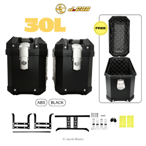 Universal Motorcycle 18L / 28L / 30L / 36L Side Top Box [Free Gifts] | Kotak Motor Tepi | Black / Silver