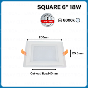 [SIRIM] LYKEN LED Glass DOB Downlight Recessed Round/Square 4" 6" 12W 18W 6000K Cool White Ceiling Panel Light