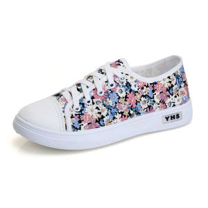 RENBEN รองเท้าส้นเตี้ยลวดลายดอกไม้ที่สง่างามสำหรับผู้หญิงเหมาะสำหรับเสื้อผ้าลำลอง