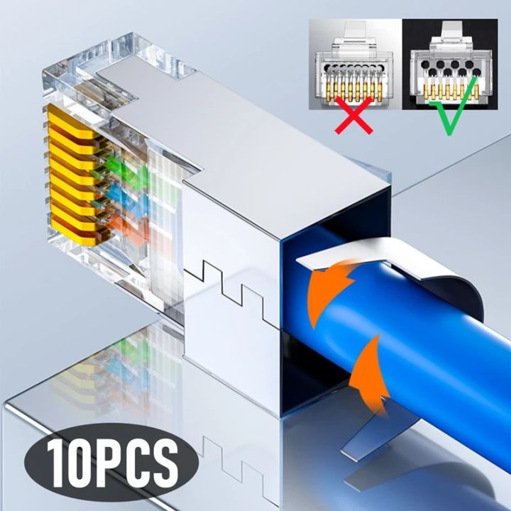CAT7 RJ45 Connector Pass Through 8P8C CAT6A RJ45 Plug for CAT7