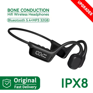 【2025 ใหม่】S10 Bluetooth 5.4 True Bone Conduction หูฟังไฮไฟสำหรับฟังเพลง 32GB เครื่องเล่น MP3 จอแสดงผล LED แบบดิจิทัล IPX8 กันน้ำได้สำหรับว่ายน้ำ