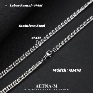 Smooth Cuban Horsewhip Stainless Steel Chain Necklace Men Kalung Anti Karat Rantai Leher Lelaki Wanita 不锈钢 双扣双织圆磨 项链