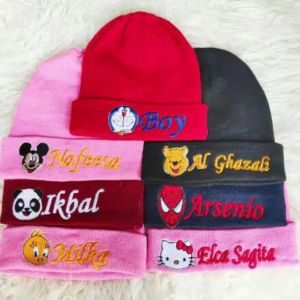 kupluk bordir nama dan logo