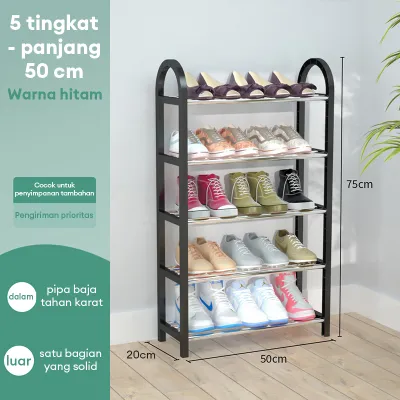 LG Rak Sepatu Sandal 5 Dan 4 Tingkat Penyimpanan Multifungsi Tempat Sepatu Bahan Plastik & Stainless