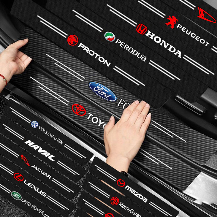 [All Car] Car Threshold Strips Anti-Stop Sticker Carbon Fiber Bumper ...