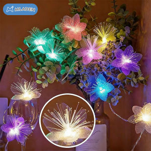 MLADEN Raya Lampu Fiber Optic Flower String Light LED Colorful Flower Fairy Lights Battery Operated Ramadan Decoration