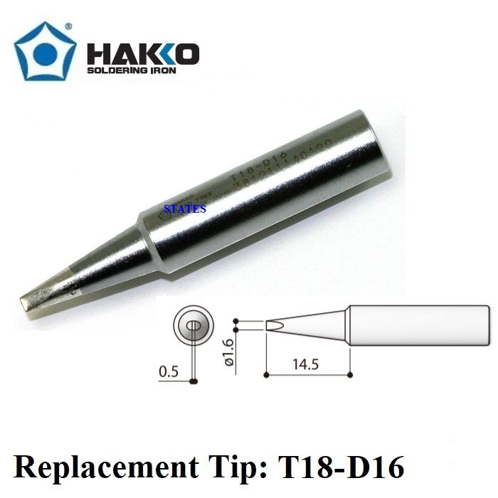 Punta Saldatore Hakko T18-D16 A Scalpello 1,6 Mm: Per Stazioni FX8801, FX600, Made In Japan