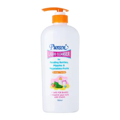 Pureen Liquid Cleanser For Feeding Bottles Nipples Vegetables And Fruits Orange Flavour