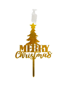 Topper Cake Kue hiasan bolu tart Natal merry christmas satuan Gold