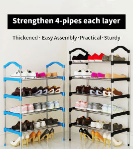 Adjustable 3/4/5/6/7-Tier Steel Alloy Shoes Rack Bookshelf Storage Organizer Easy Assembly Detachable for Entryway Stairway Cabinet Home Use
